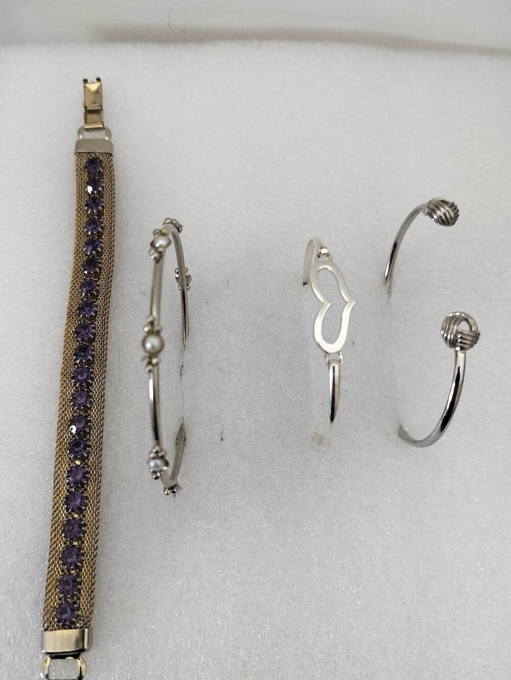Lot For 4 Cuff Bracelet with Purple Crystal Accents - Picture 1 of 7